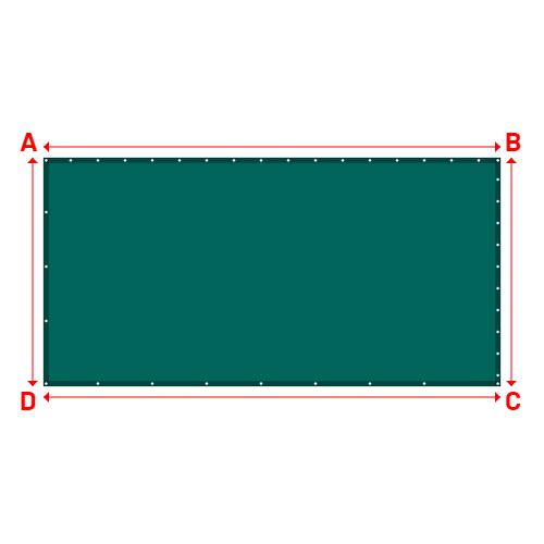 Bâche plate rectangle sur mesure en Membrane PVC 670gr/m² Vert industrie RAL 6026 - 4.40x2.20m