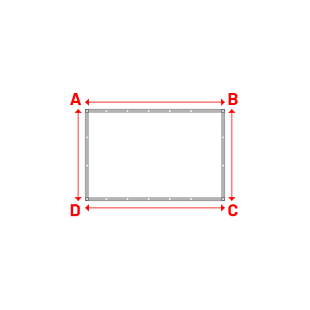 Bâche plate rectangle sur mesure en Membrane PVC 670gr/m² Blanc RAL 9016 - 1.98x1.30m