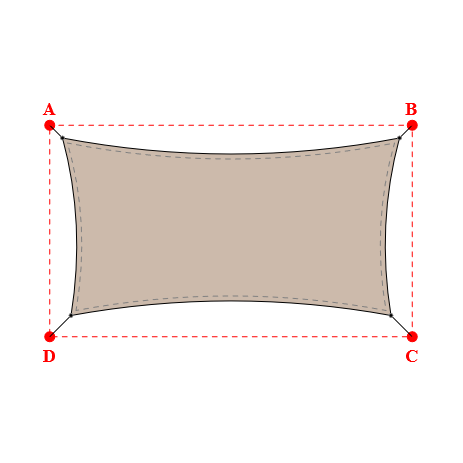 Voile d'ombrage rectangle en Soltis Lounge 96 Sandy beige 96-2135 - 6,74x3,55x6,40x3,55m