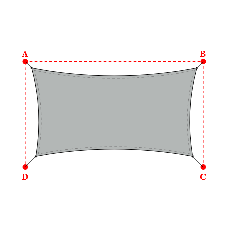 Voile d'ombrage rectangle en Soltis Lounge 96 Galet 96-2171 - 6,69x3,58x6,35x3,58m