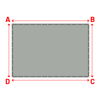 Bâche plate rectangle sur mesure en Membrane PVC 670gr/m² Gris clair RAL 7038 - 3.32x2.30m