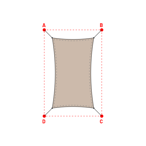 Voile d'ombrage rectangle en Soltis Lounge 96 Sandy beige 96-2135 - 2,89x4,89x2,89x4,89m