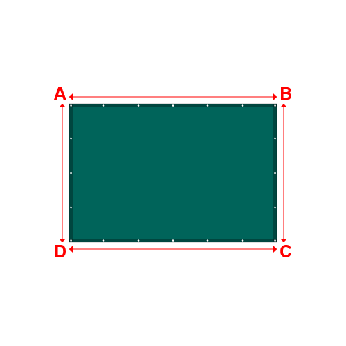Bâche plate rectangle sur mesure en Membrane PVC 670gr/m² Vert industrie RAL 6026 - 3.00x2.00m
