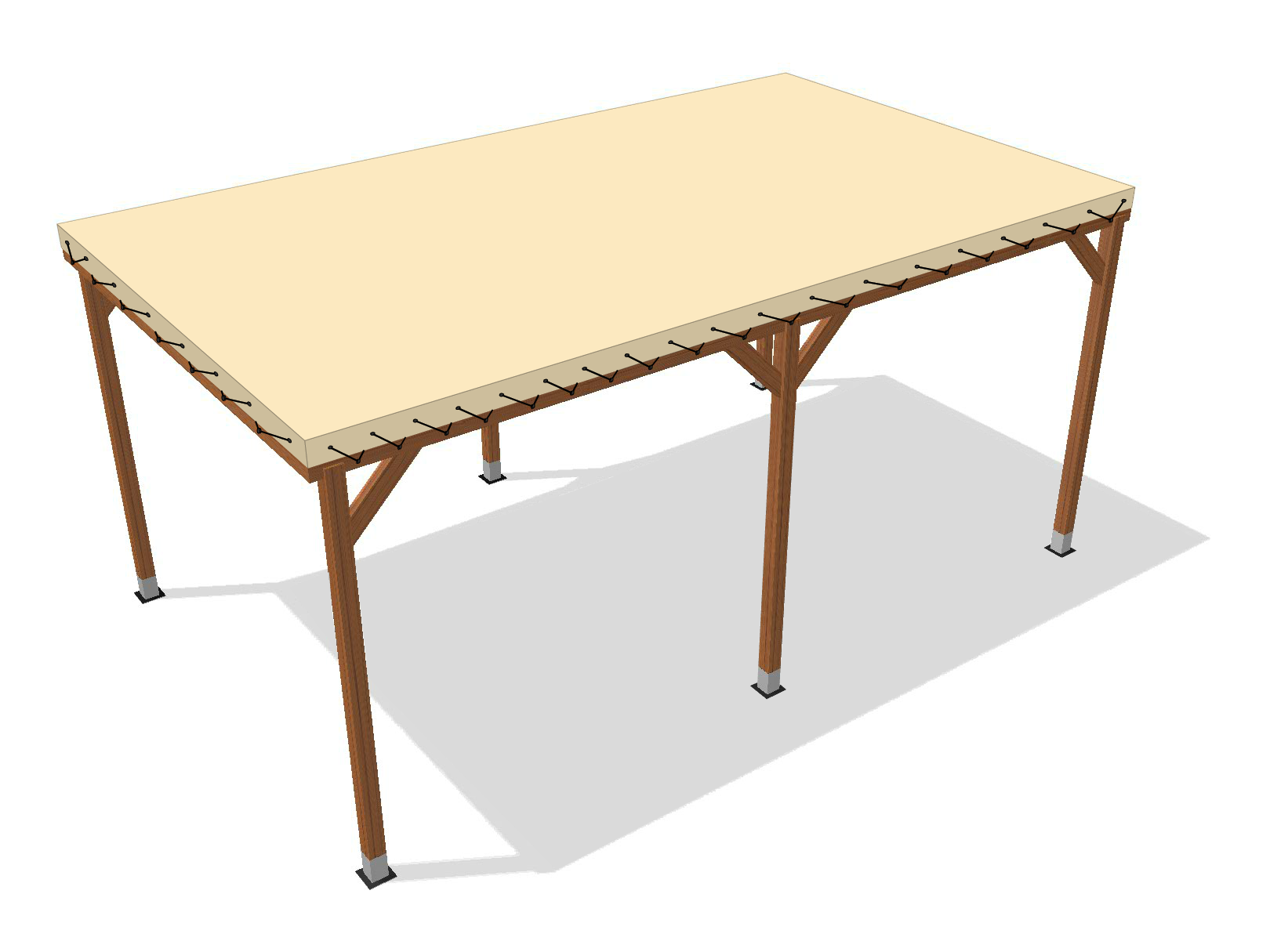 Bâche pour pergola bois sur pieds sans débord en Membrane PVC 670gr/m² Beige ral 1015