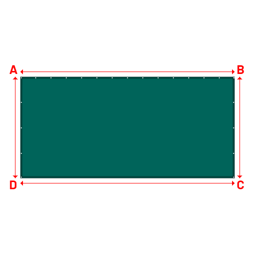 Bâche plate rectangle sur mesure en Membrane PVC 670gr/m² Vert industrie RAL 6026 - 5.50x2.60m