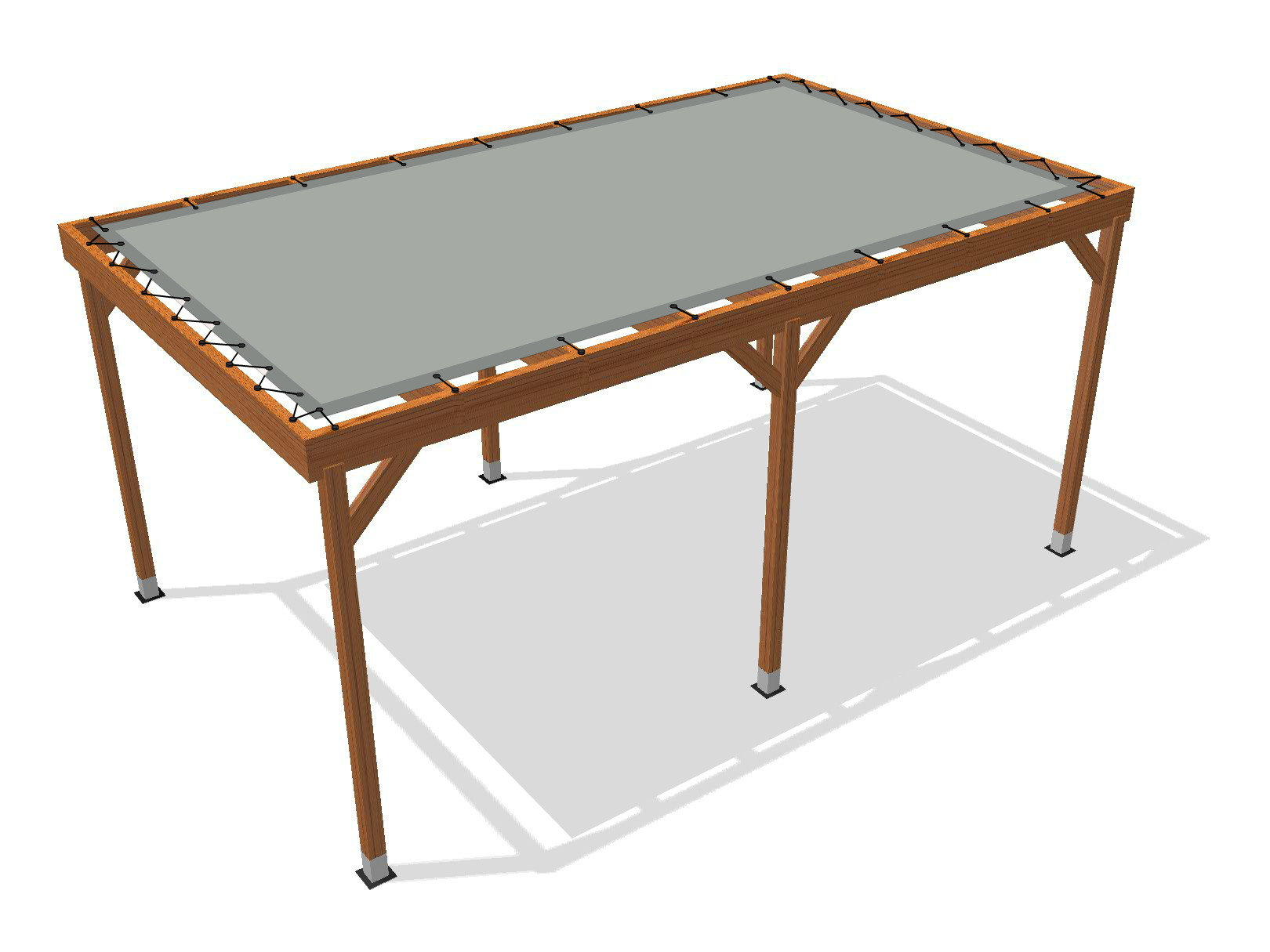 Bâche pour pergola bois sur pieds sans débord en Membrane PVC 670gr/m² Gris clair RAL 7038