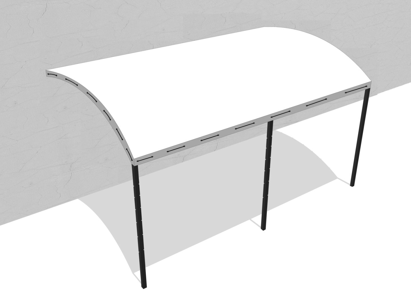 Bâche pour pergola métallique murale bombée en Membrane PVC 670gr/m² Blanc RAL 9016