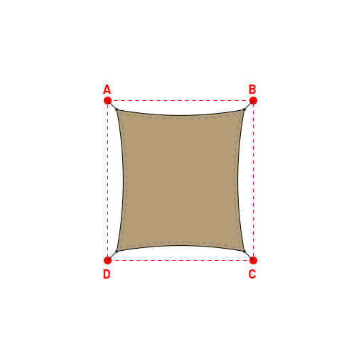 Voile d'ombrage rectangle en Soltis Perform 92 Poivre 92-2012 - 3,59x3,99x3,59x3,99m