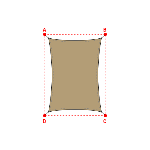 Voile d'ombrage rectangle en Soltis Perform 92 Poivre 92-2012 - 3,59x4,99x3,59x4,99m