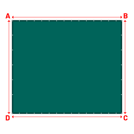Bâche plate rectangle sur mesure en Membrane PVC 670gr/m² Vert industrie RAL 6026 - 4.00x3.40m