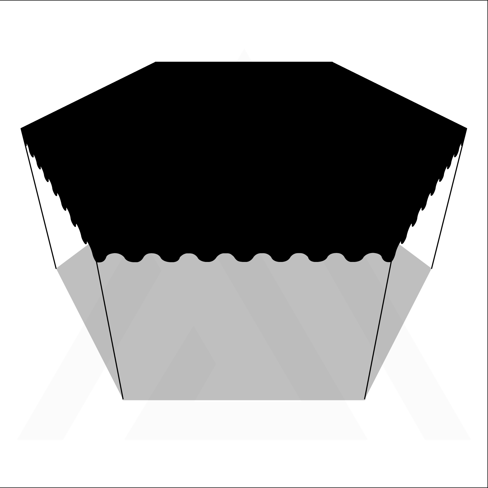 Bâche tonnelle hexagonale en Membrane PVC 670gr/m² Noir RAL 9005 - 6x1.5m