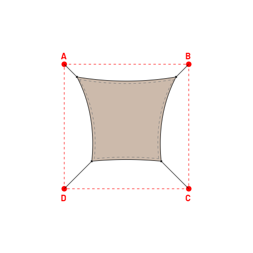 Voile d'ombrage carrée en Soltis Lounge 96 Sandy beige 96-2135 - 1,99x1,69x1,39x1,69m
