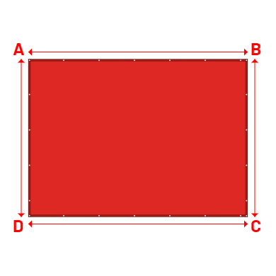 Bâche plate rectangle sur mesure en Membrane PVC 670gr/m² Rouge RAL 3002 - 4.52x3.25m