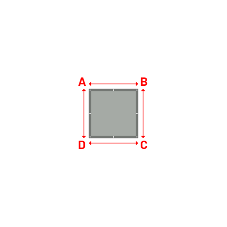Bâche plate rectangle sur mesure en Membrane PVC 670gr/m² Gris clair RAL 7038 - 1.00x1.00m