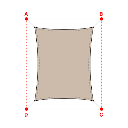 Voile d'ombrage rectangle en Soltis Lounge 96 Sandy beige 96-2135 - 3,89x4,89x3,89x4,89m