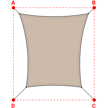 Voile d'ombrage rectangle en Soltis Lounge 96 Sandy beige 96-2135 - 2,99x3,19x2,39x3,19m