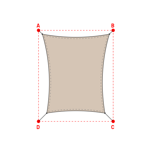 Voile d'ombrage rectangle en Soltis Perform 92 Beige Sablé 92-2135 - 4,49x5,29x3,89x5,29m