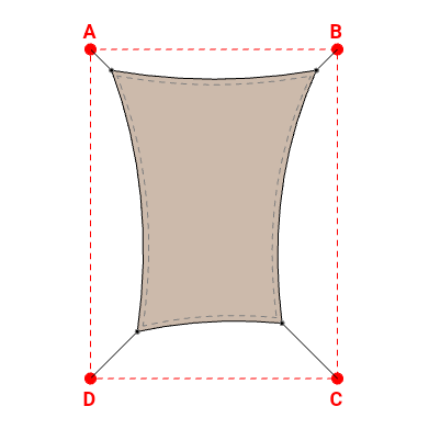 Voile d'ombrage rectangle en Soltis Lounge 96 Sandy beige 96-2135 - 2,49x3,07x1,76x3,17m