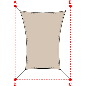 Voile d'ombrage rectangle en Soltis Perform 92 Beige Sablé 92-2135 - 2,49x3,19x1,89x3,19m