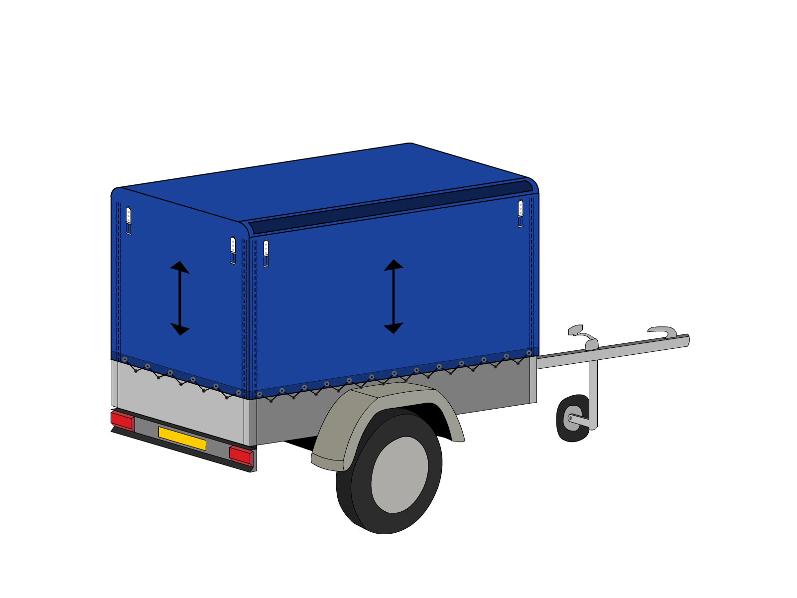 Bâche pour remorque bagagère Bord arrondi droite en Protect covert 905F3 900gr/m², toile PVC Etanche Bleu foncé