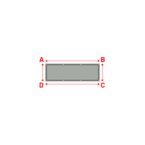 Bâche plate rectangle sur mesure en Membrane PVC 670gr/m² Gris clair RAL 7038 - 1.86x0.60m