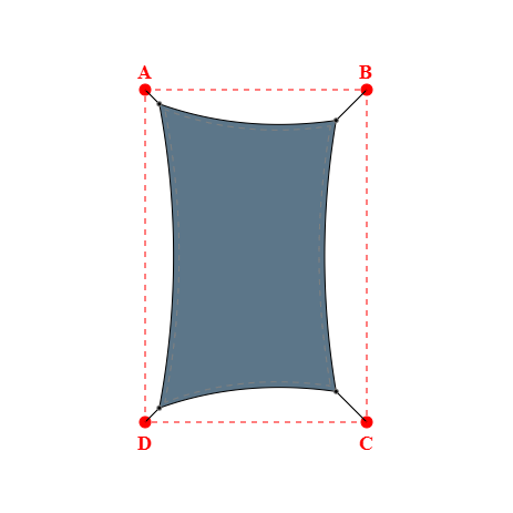 Voile d'ombrage rectangle en Soltis Perform 92 Gris céleste 92-51178 - 3,19x4,89x3,19x5,49m