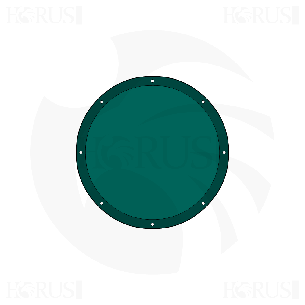 Bâche plate ronde en Membrane PVC 670gr/m² Vert industrie RAL 6026 d'une diamètre de 8.67m