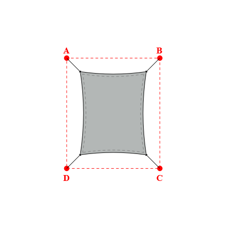 Voile d'ombrage rectangle en Soltis Lounge 96 Galet 96-2171 - 2,69x3,39x2,69x3,39m