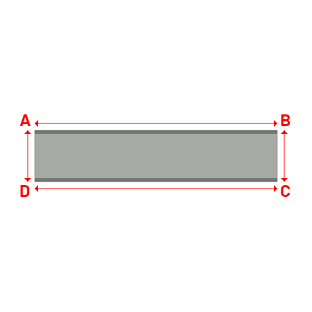 Bâche plate rectangle sur mesure en Membrane PVC 670gr/m² Gris clair RAL 7038 - 3.50x0.74m