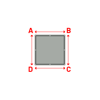 Bâche plate rectangle sur mesure en Membrane PVC 670gr/m² Gris clair RAL 7038 - 1.00x1.00m