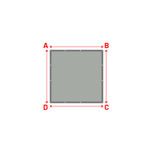 Bâche plate rectangle sur mesure en Membrane PVC 670gr/m² Gris clair RAL 7038 - 1.74x1.74m