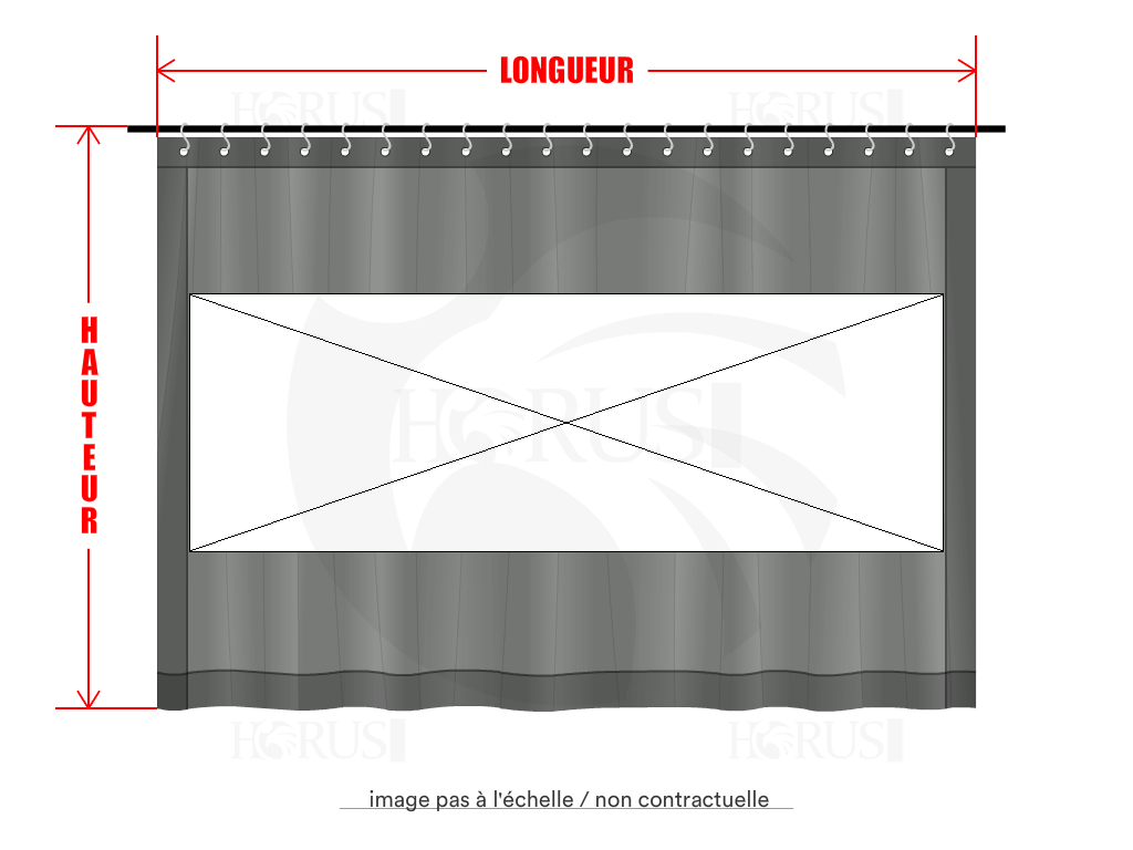 Rideau de séparation sur mesure en Membrane PVC 670gr/m² Gris clair RAL 7038 - 4.9x2.9m