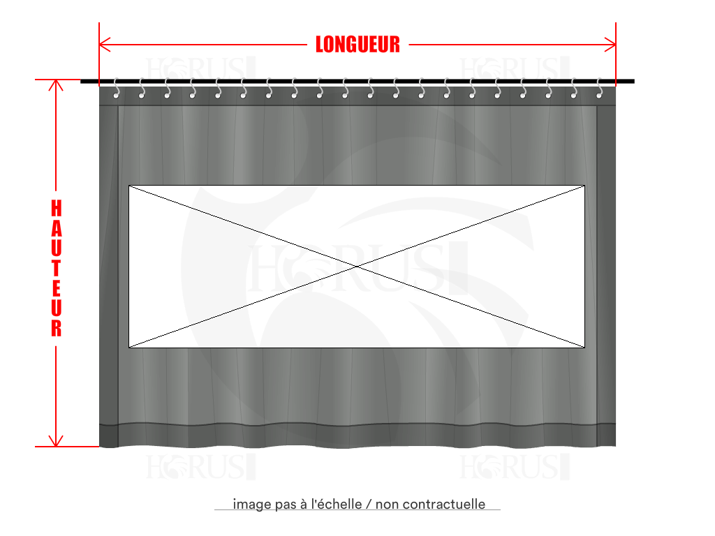 Rideau de séparation sur mesure en Membrane PVC 670gr/m² Gris clair RAL 7038 - 4.55x2.9m