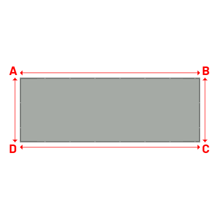 Bâche plate rectangle sur mesure en Membrane PVC 670gr/m² Gris clair RAL 7038 - 8.84x3.16m