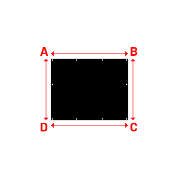 Bâche plate rectangle sur mesure en Membrane PVC 670gr/m² Noir RAL 9005 - 1.50x1.20m