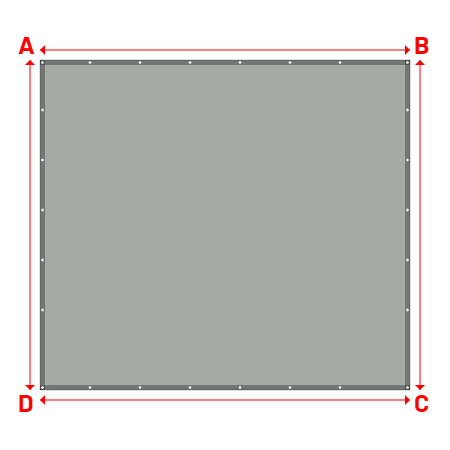 Bâche plate rectangle sur mesure en Membrane PVC 670gr/m² Gris clair RAL 7038 - 3.70x3.30m