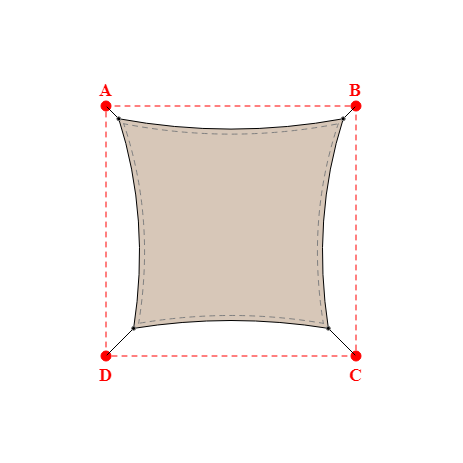 Voile d'ombrage rectangle en Soltis Horizon 86 Beige sablé 86-2135 - 4,49x4,19x3,89x4,19m