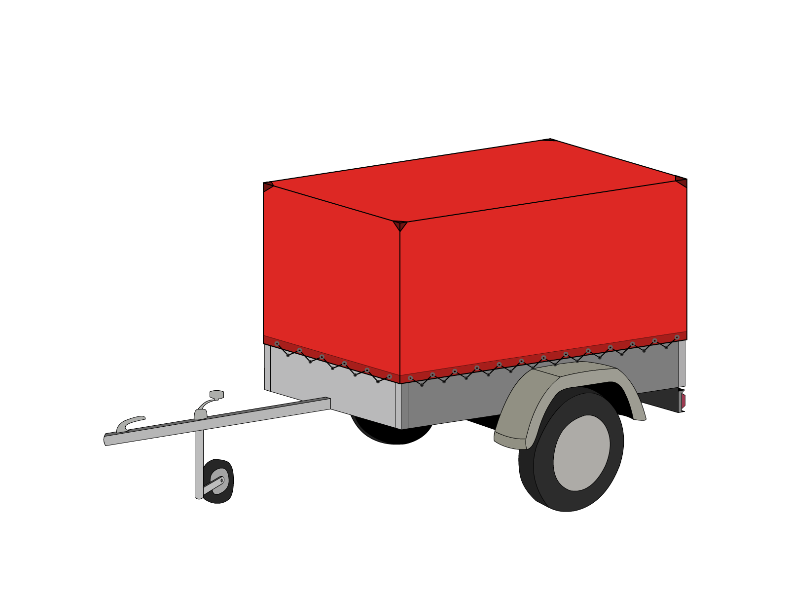 Bâche pour remorque KERENZO en Membrane PVC 670gr/m² Rouge RAL 3002