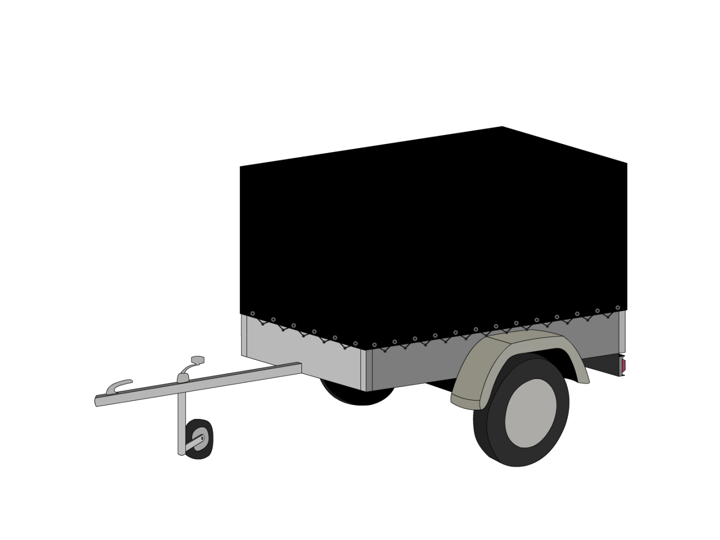 Bâche pour remorque bagagère Haute droite en Membrane PVC 670gr/m² - Etanche Noir RAL 9005