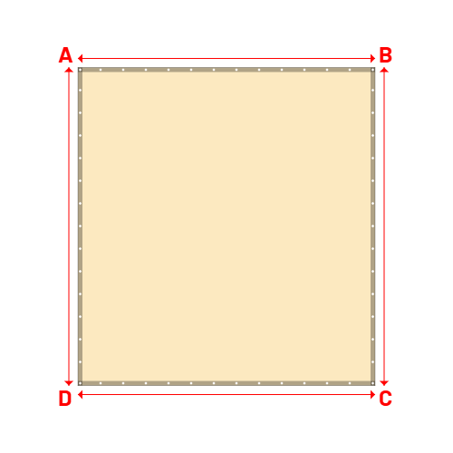 Bâche plate rectangle sur mesure en Membrane PVC 670gr/m² - Etanche Beige ral 1015 - 3.28x3.51m