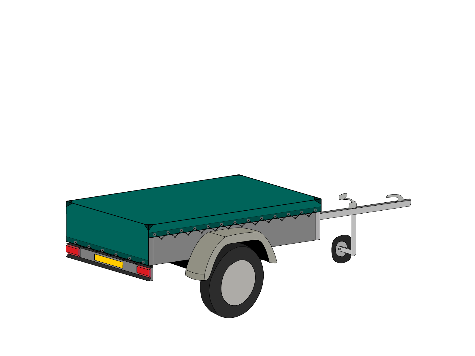 Bâche pour remorque bagagère Basse droite en Membrane PVC 670gr/m² - Etanche Vert industrie RAL 6026