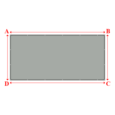 Bâche plate rectangle sur mesure en Membrane PVC 670gr/m² - Etanche Gris clair RAL 7038 - 5.00x2.40m