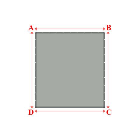 Bâche plate rectangle sur mesure en Membrane PVC 670gr/m² - Etanche Gris clair RAL 7038 - 2.30x2.50m