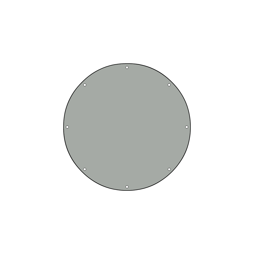 Bâche plate ronde en Membrane PVC 670gr/m² - Etanche Gris clair RAL 7038 d'une diamètre de Arraym