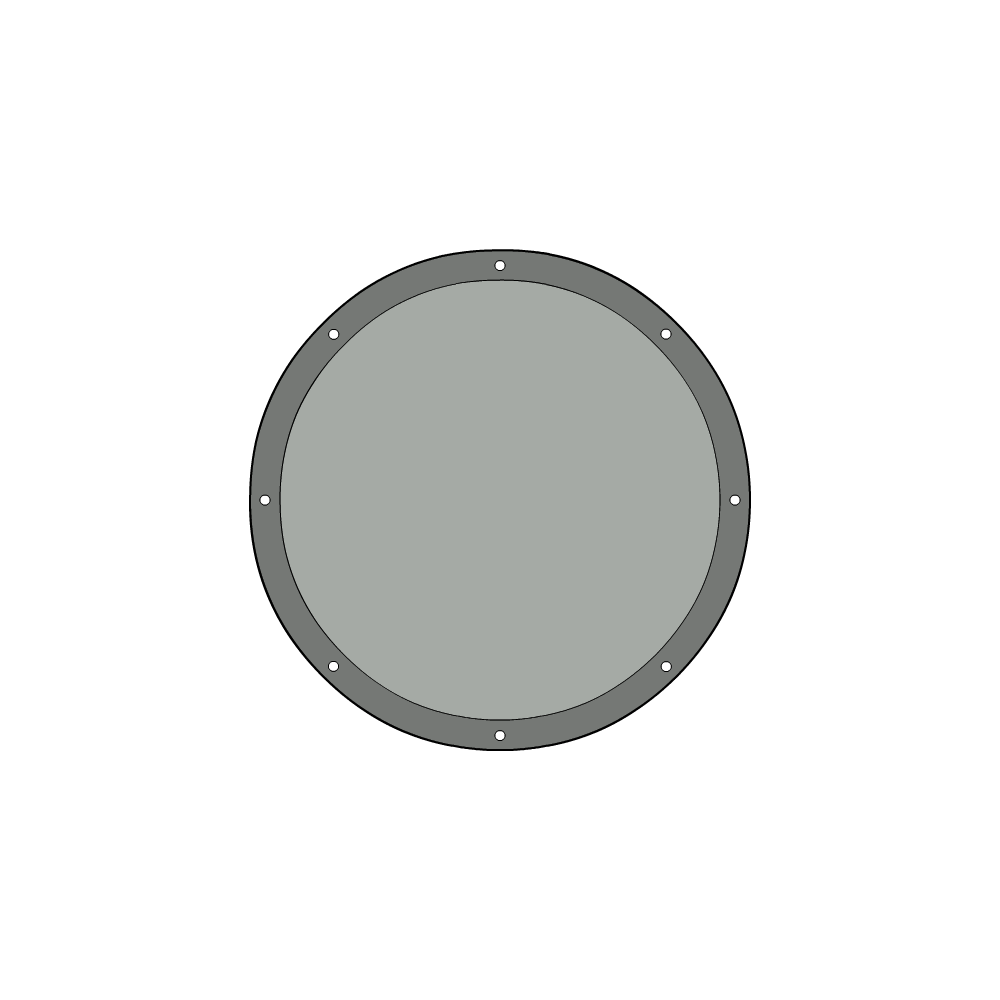 Bâche plate ronde en Membrane PVC 670gr/m² - Etanche Gris clair RAL 7038 d'une diamètre de 1m