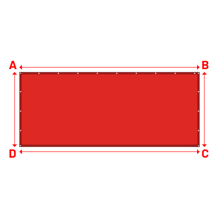 Bâche Rectangle en Membrane PVC 670gr/m² - Etanche Rouge RAL 3002 - 4.10x1.70m