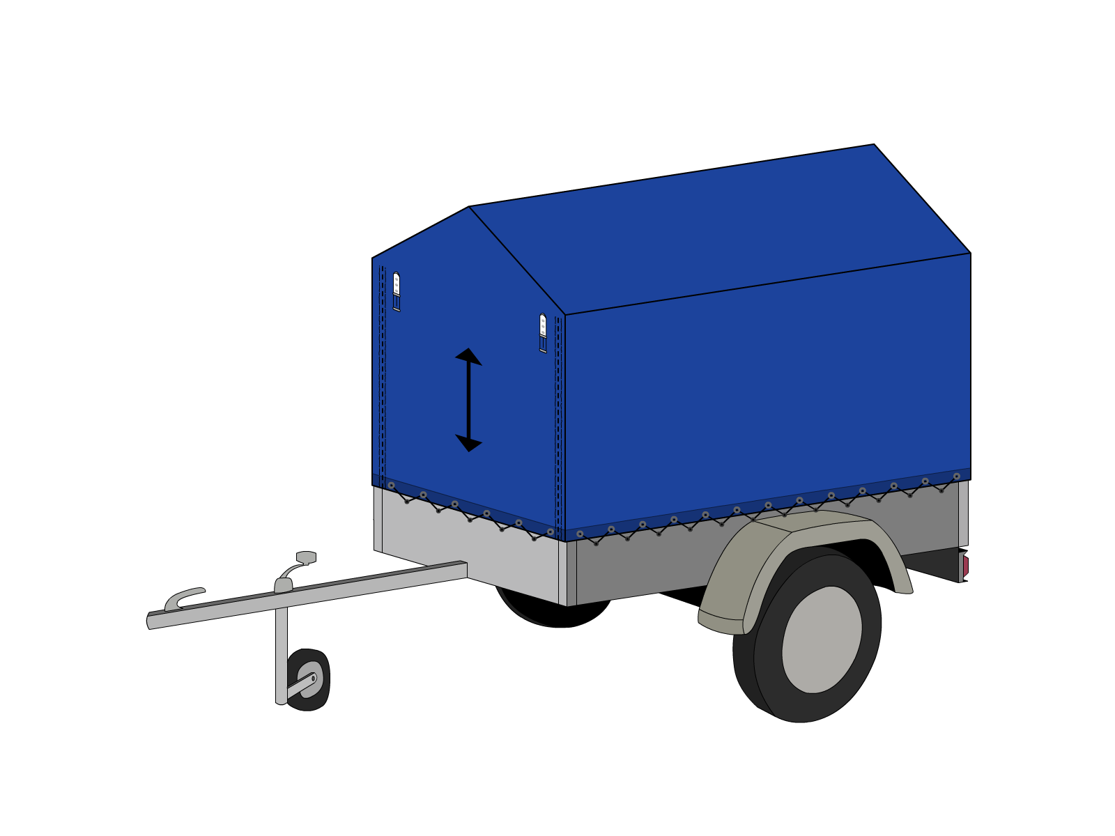 Bâche pour remorque bagagère Haute flèche en Membrane PVC 670gr/m² - Etanche Bleu foncé RAL 5002