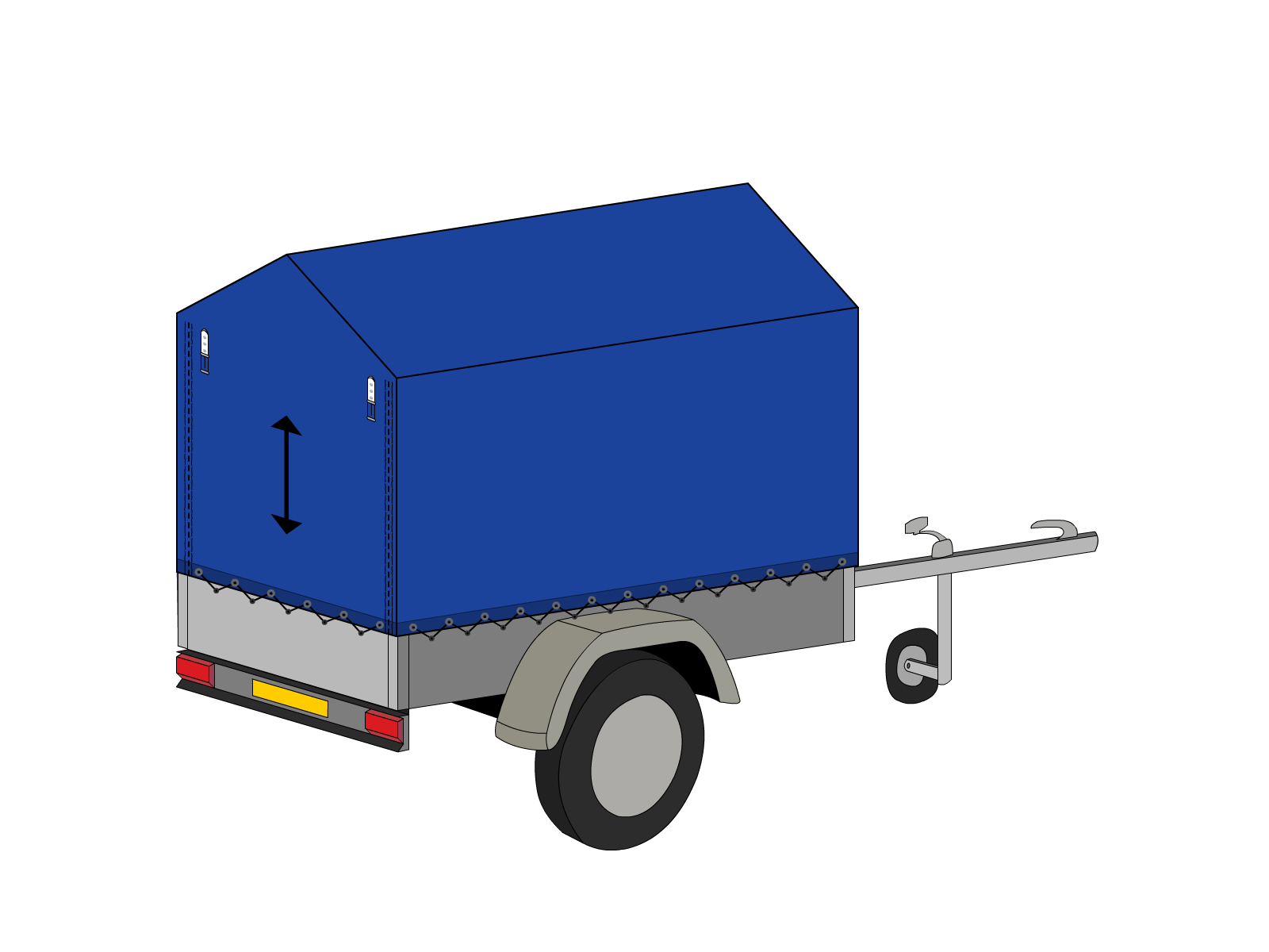 Bâche pour remorque bagagère Haute flèche en Membrane PVC 670gr/m² - Etanche Bleu foncé RAL 5002