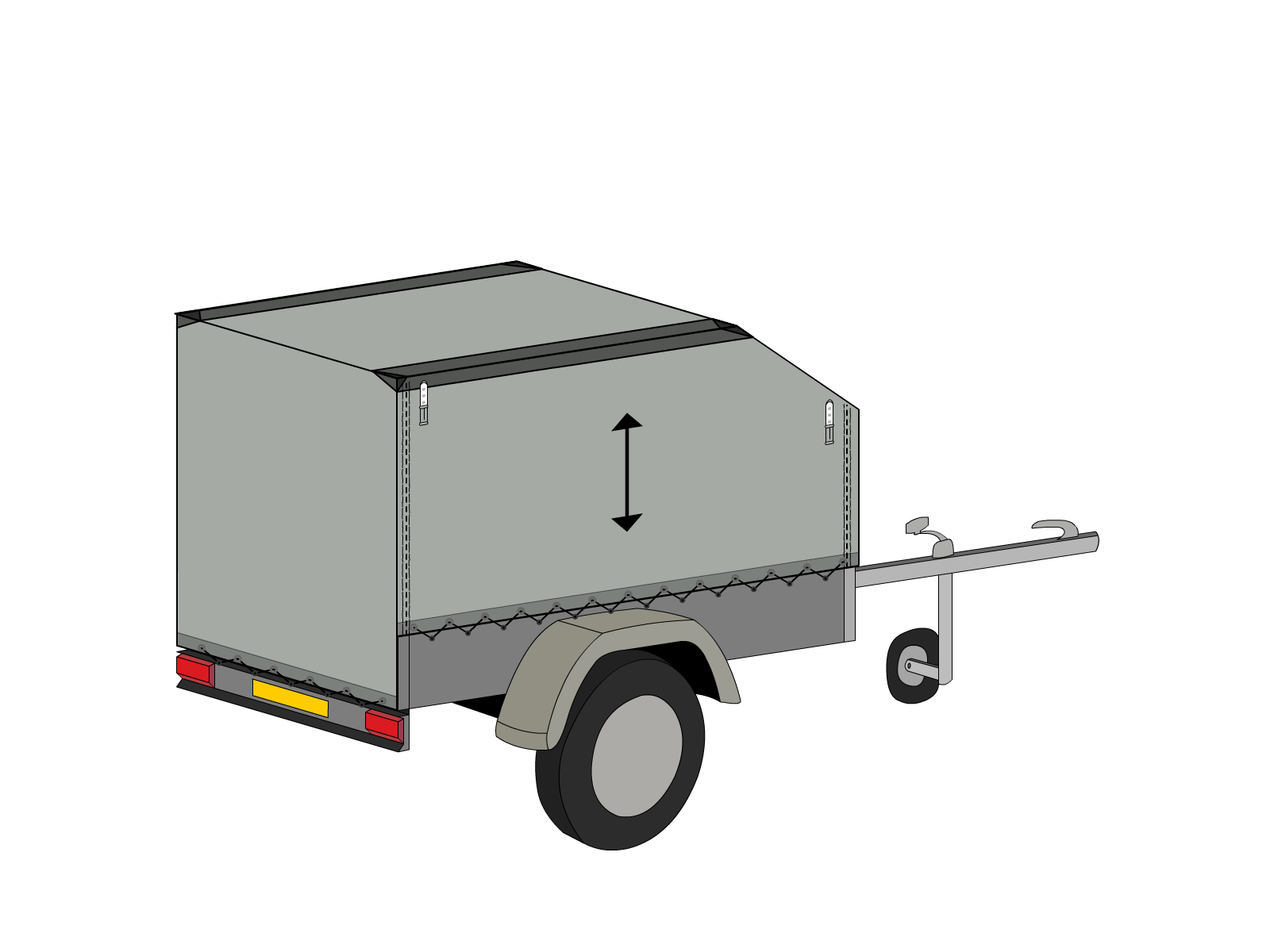 Bâche pour remorque bagagère Aérodynamique en Membrane PVC 670gr/m² - Etanche Gris clair RAL 7038