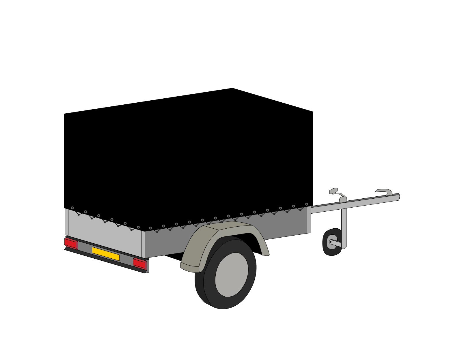 Bâche pour remorque bagagère Haute droite en Membrane PVC 670gr/m² - Etanche Noir RAL 9005